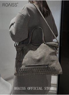 roaiss Women's Retro Tote Bag Matte Shoulder Bag Fashion Trend Large Capacity PU Portable Bag Elegant Lady Bag  - Image 3