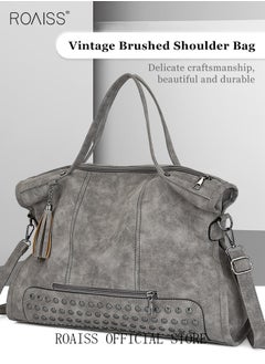 roaiss Women's Retro Tote Bag Matte Shoulder Bag Fashion Trend Large Capacity PU Portable Bag Elegant Lady Bag  - Image 2