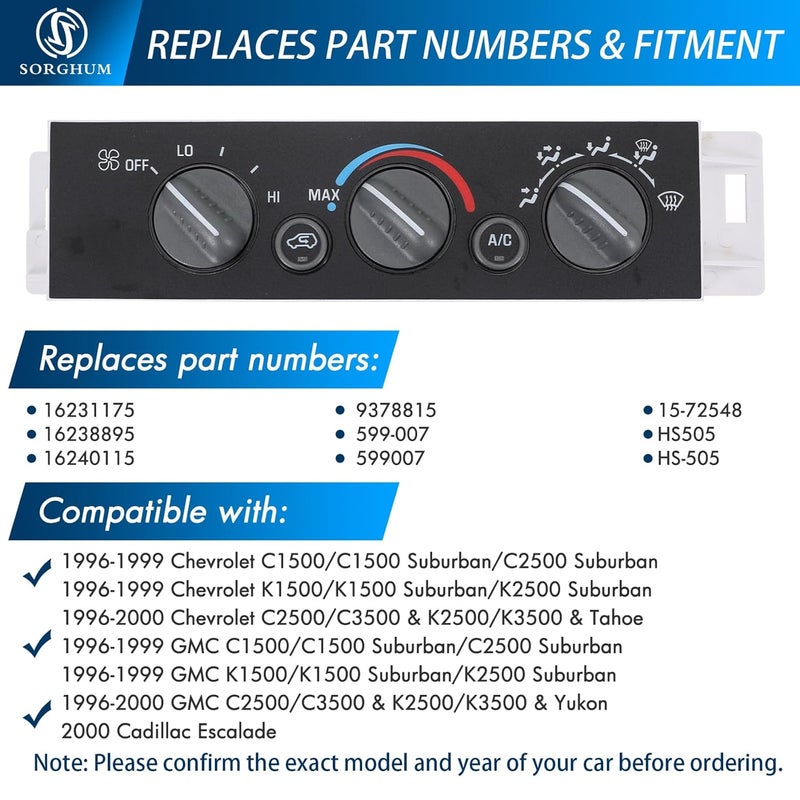Sorghum A/C Control Panel Module for 1996-1999 Chevrolet GMC Models - Image 5