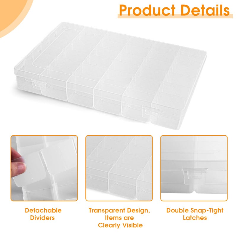 diatomiteco 2 Pack Piping Tip Organizer Box, 36 Grids Storage Container with Adjustable Dividers, Made with Clear Plastics, Compartment Container for Cake Decorating Tools, Baking Tools, Jewelry, Beads and Crafts - Image 2
