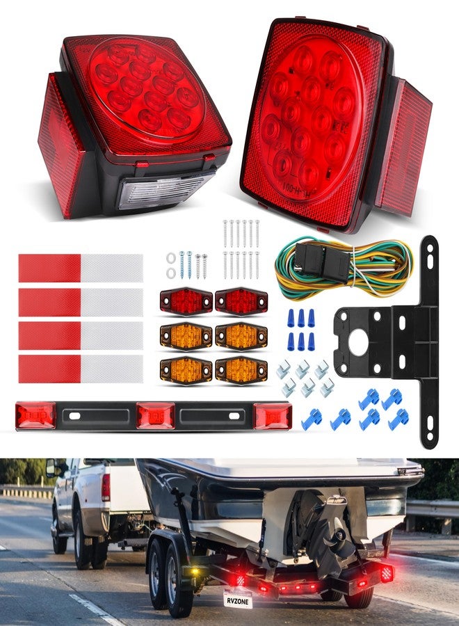 RVZONE Trailer Lights LED Kit, 12V Submersible Boat Trailer Lights Utility Led Lighting with License Plate Lights, Marker Brake Lights, Wiring Harness, for Trailer Boat Truck RV - Image 1