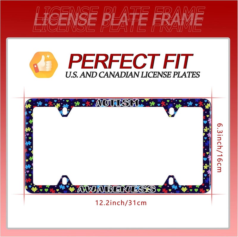 UNINDREM 2pcs Autism Awareness License Plate Frame - Stainless Steel, Rust-Proof, Fits U.S. & Canadian Standard - Image 4