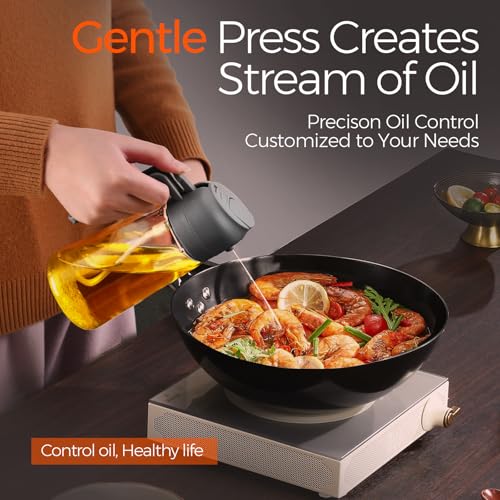 ‎YARRAMATE YARRAMATE 16oz/470ml Oil Sprayer for Cooking with Stickers, Food-grade Premium 2 in 1 Olive Oil Dispenser Bottle for Kitchen Gadgets, Air Fryer, Salad, Frying, BBQ (Gray) - Image 4
