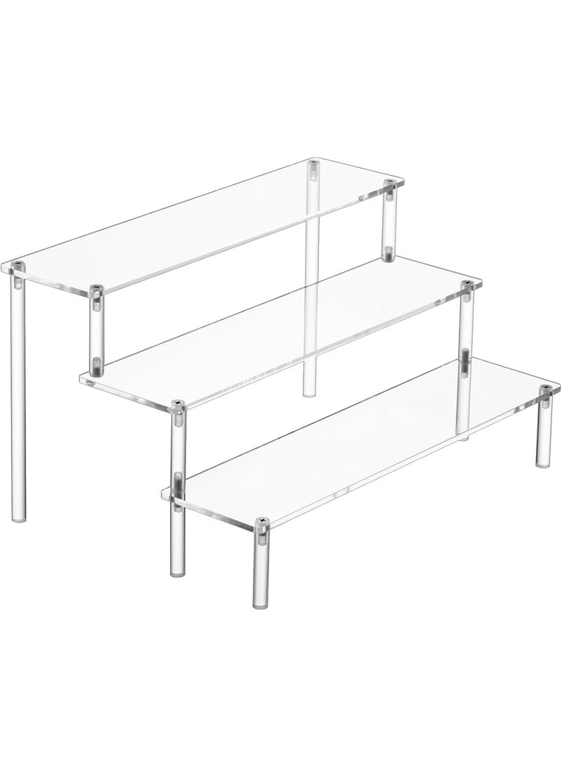 HOMESTAR Acrylic Display Risers, 3 Tier Perfume Organizer Stand, Clear Cupcake Stand Holder, Large Shelf Risers for Figures, Dessert Shelves Party, Riser Decoration and - Image 1