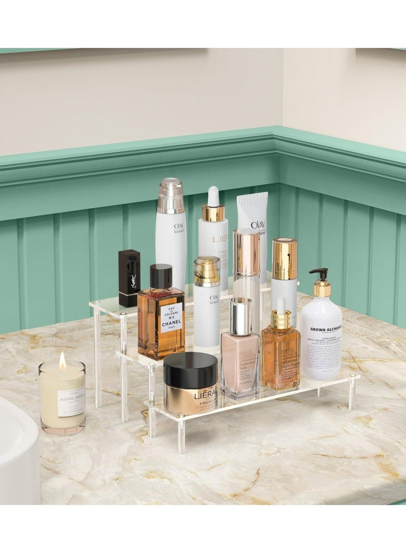 HOMESTAR Acrylic Display Risers, 3 Tier Perfume Organizer Stand, Clear Cupcake Stand Holder, Large Shelf Risers for Figures, Dessert Shelves Party, Riser Decoration and - Image 2