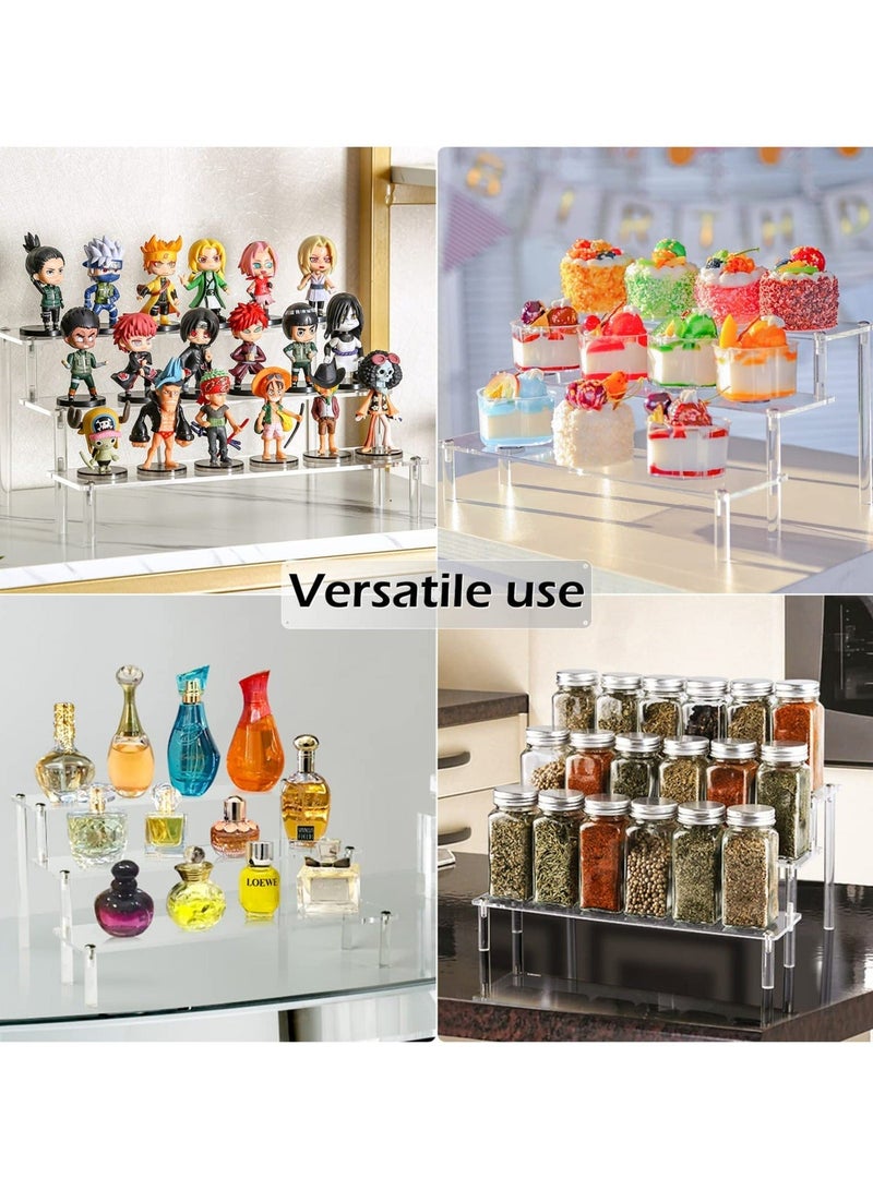 HOMESTAR Acrylic Display Risers, 3 Tier Perfume Organizer Stand, Clear Cupcake Stand Holder, Large Shelf Risers for Figures, Dessert Shelves Party, Riser Decoration and - Image 3