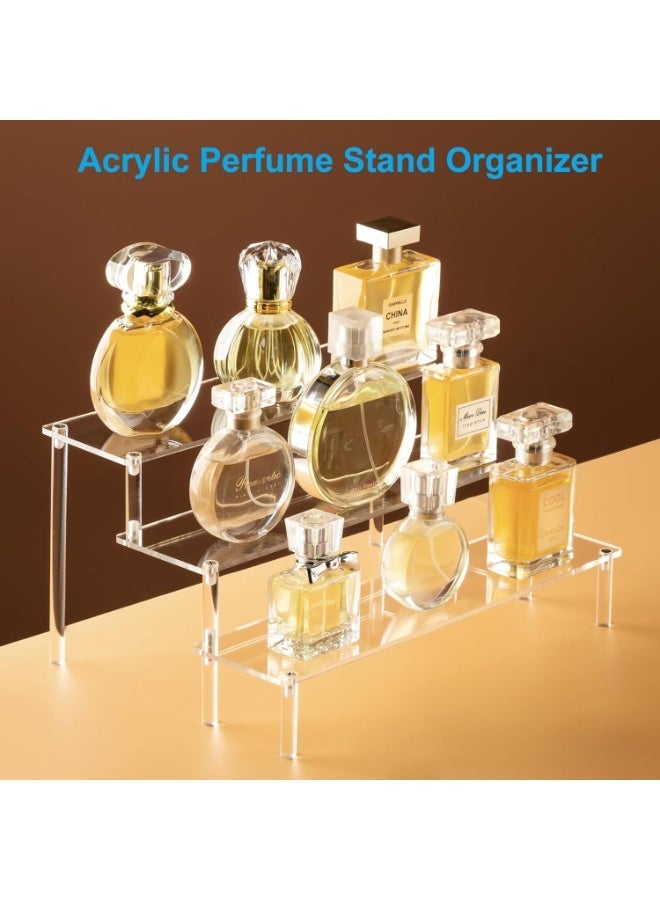 HOMESTAR Acrylic Display Risers, 3 Tier Perfume Organizer Stand, Clear Cupcake Stand Holder, Large Shelf Risers for Figures, Dessert Shelves Party, Riser Decoration and - Image 4