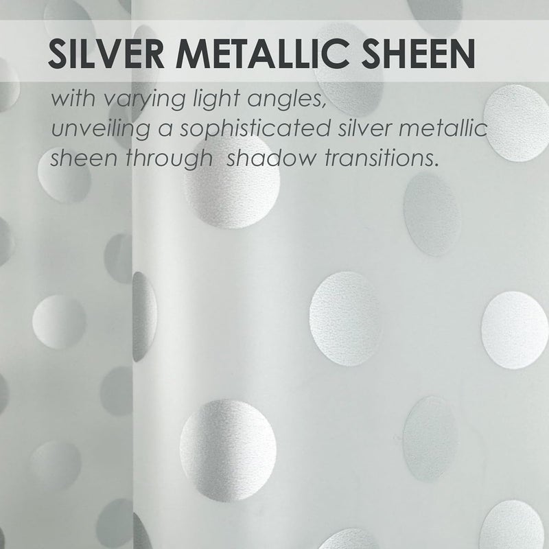 TRIMENGO Plastic Shower Curtain Liner, Waterproof Printed PEVA Shower Curtain with Design, Silver Polka Dots Pattern, Rustproof Grommets, Standard Size 70x72 Bathtub Curtain for Bathroom (Pack of 1) - Image 3