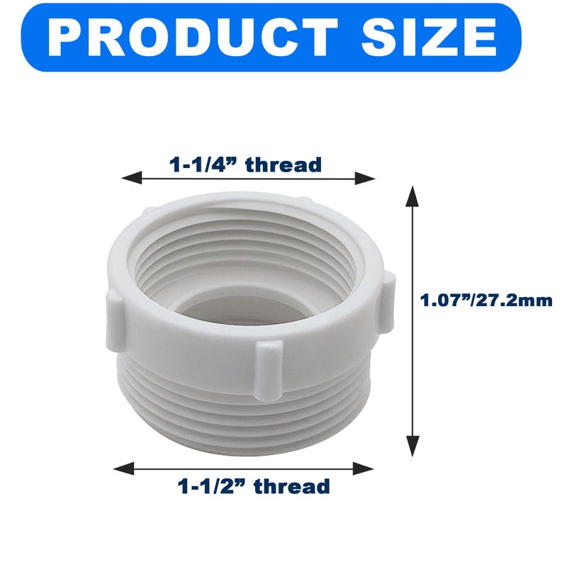 TGEOND 1 1/4 to 1 1/2 Sink Drain Adapter, 1-1/4" Female NPT to 1-1/2" Male NPT Reducer Bushing Pipe Fitting, Drain Pipe Adapter for Single Bowl Kitchen & Bathroom Sinks - Image 2