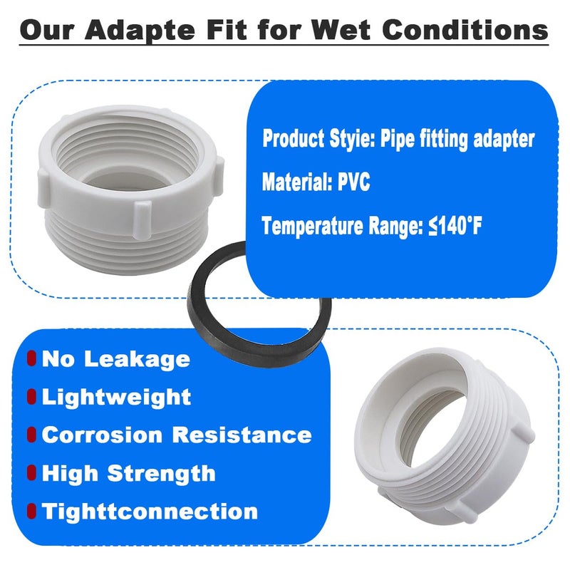 TGEOND 1 1/4 to 1 1/2 Sink Drain Adapter, 1-1/4" Female NPT to 1-1/2" Male NPT Reducer Bushing Pipe Fitting, Drain Pipe Adapter for Single Bowl Kitchen & Bathroom Sinks - Image 3