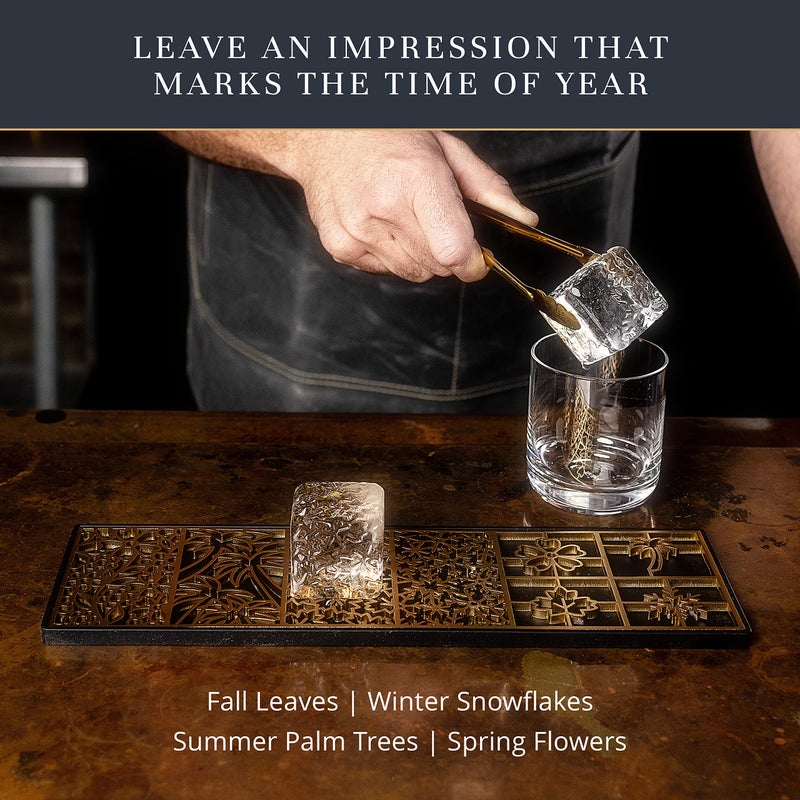 Ash Harbor Clear Ice Cube Maker Design Tray - Craft Modern Ice Molds for Bourbon & Cocktails in 5 Seconds - Whiskey Mold Cube Stamp â€“ Bartender Accessories - Copper Ice Press Cocktails by Ash Harbor (Seasons) - Image 5