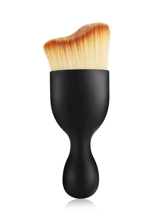 Gleva Foundation Makeup Brush, Flat Kabuki Travel Foundation Brush for Blending Liquid, Cream or Flawless Powder Cosmetics, Portable Face & Body Makeup Brush, with Protective Case (Black) - Image 1