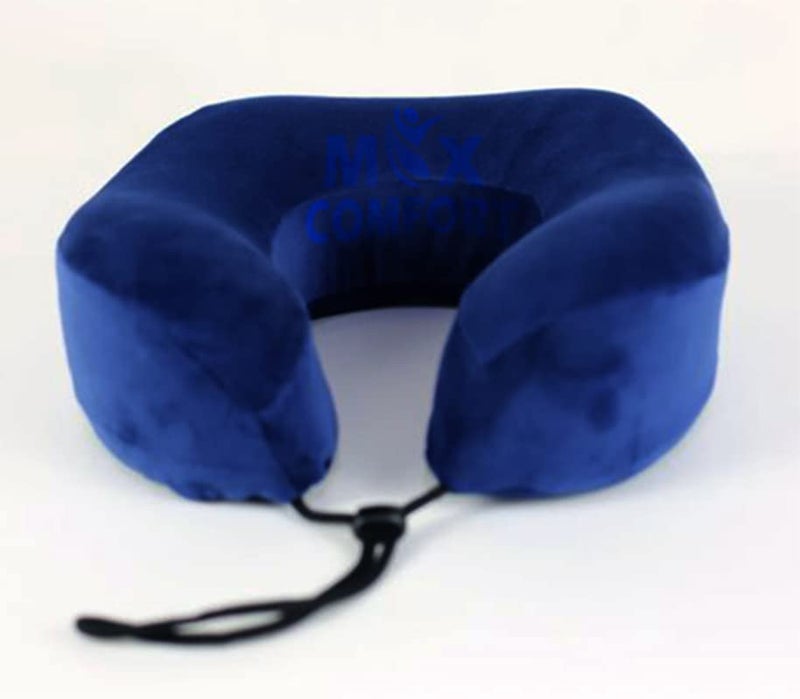 High Travel Pillow Memory Foam American Travel Pillow, Medical Travel Pillow Neck Support Perfect for Reading and Sleeping During Long Travel and Trips (Blue)