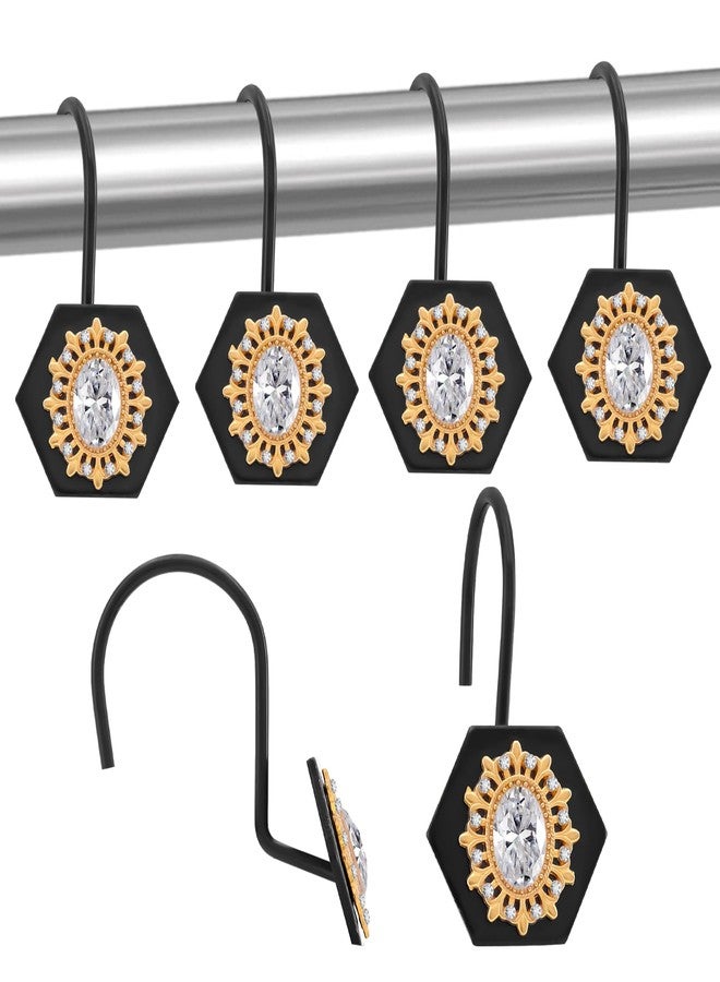 JTDTH Decorative Shower Curtain Hooks, 12PCS Luxury Diamond Shower Curtain Rings, Modern Bow Shower Curtain Hangers, Metal Shower Hooks for Shower Curtain Rod, Bathroom, Bedroom, Living Room (Crystal) - Image 1