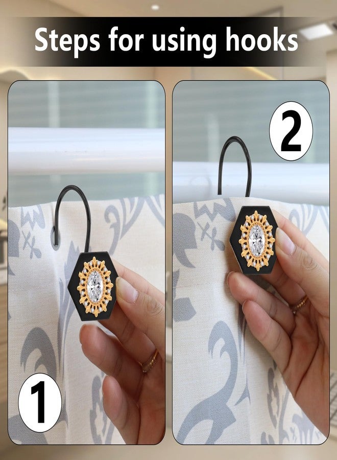JTDTH Decorative Shower Curtain Hooks, 12PCS Luxury Diamond Shower Curtain Rings, Modern Bow Shower Curtain Hangers, Metal Shower Hooks for Shower Curtain Rod, Bathroom, Bedroom, Living Room (Crystal) - Image 4
