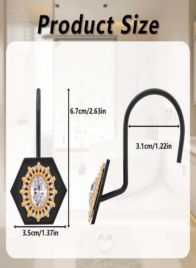 JTDTH Decorative Shower Curtain Hooks, 12PCS Luxury Diamond Shower Curtain Rings, Modern Bow Shower Curtain Hangers, Metal Shower Hooks for Shower Curtain Rod, Bathroom, Bedroom, Living Room (Crystal) - Image 3