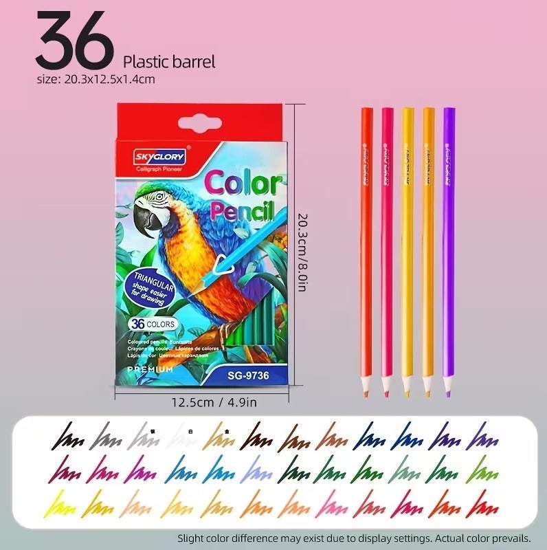 Sky Glory Skyglory Premium Wooden Colored Pencil Set with Triangular Barrel Multicolour 36 Pieces Calligraph Pioneer - Image 2