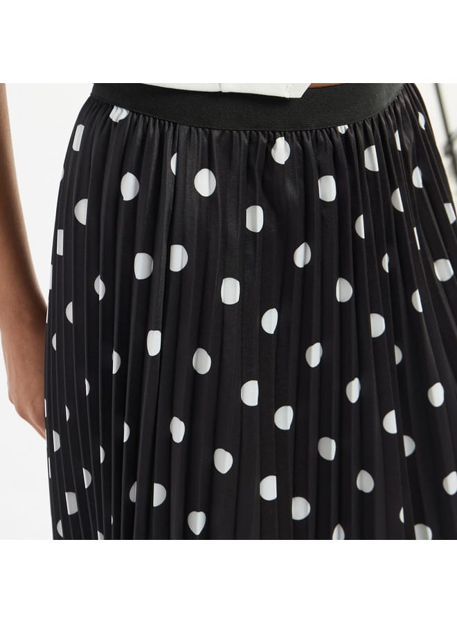 Splash FAV All-Over Polka Dot Print A-line Skirt with Elasticated Waistband  - Image 4