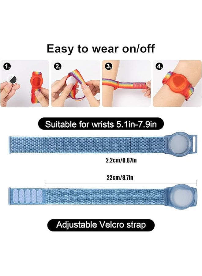 Kids Wristband Compatible with Apple AirTag, Air Tag GPS Tracker Stand Case with Nylon Bracelet, Adjustable Anti-Loss Strap, Suitable for Toddlers and Elderly (Pink & Blue) - Image 3