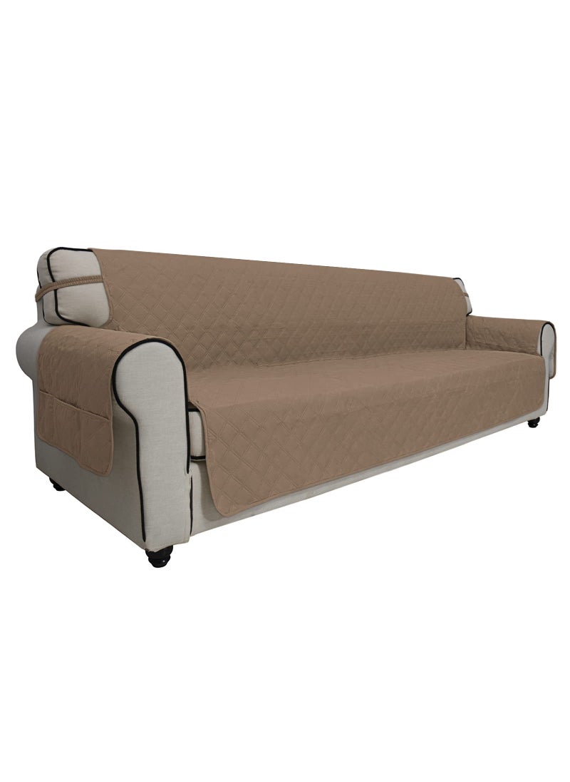 Easy-Going EasyGoing Sofa Slipcover Waterproof Sofa Cover Couch Cover for 4 Cushion Couch with Elastic Straps Washable NonSlip Furniture Protector Cover for Pets Dogs Cat XXLarge Camel 