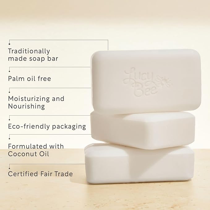 Lucy Bee Certified Organic All Natural Soap Bar Moisturising Rejuvenating Dermatologically Approved for Sensitive Skin Unscented 100 Palm Oil Free 150g - Image 3