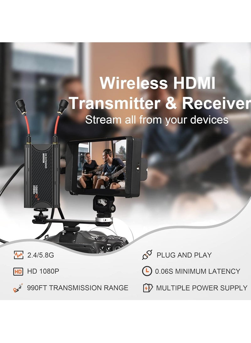 Wireless HDMI Transmitter and Receiver 1080P Full HD Wireless HDMI Extender Kit Range 990FT with HDMI Loop-Out and IR Remote Streaming Form DSLR Camera Laptop Netflix PS4/5 to TV/Projector - Image 2