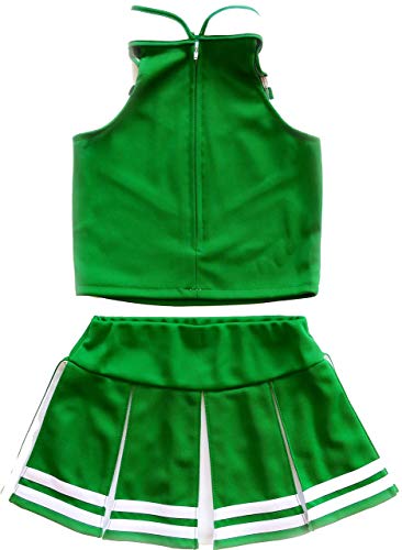Total 2550 Little Girls' Cheerleader Cheerleading Outfit Uniform Costume Cosplay Green/White (XL / 10-12) - Image 2