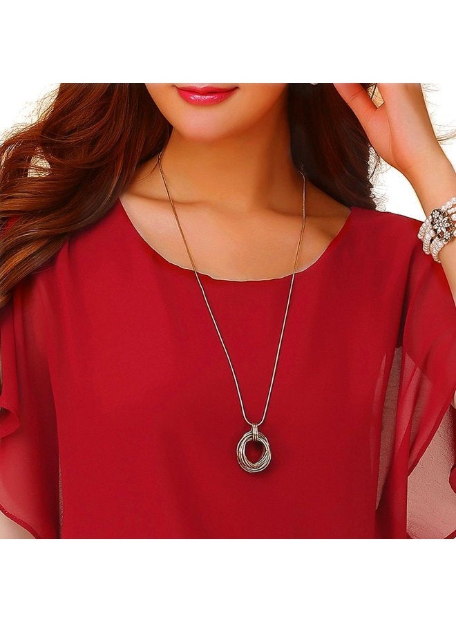 VIISHOW Women's Loose Casual Short Sleeve Chiffon Top T-Shirt Blouse Red XXL - Image 3