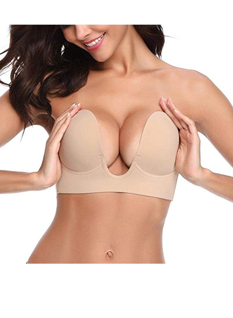 Adhesive Bra Push Up Deep U-Shaped Plunge Sticky Bra Silicone Invisible Bra Strapless Bras Backless Breast Lifting Dress Bra - Image 3