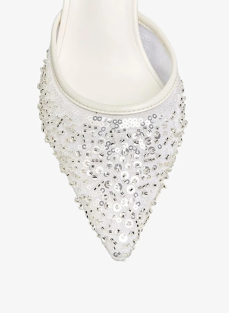 Flora Bella By Shoexpress WHITE Flora Bella Women Embellished Slingback Shoes for Women | Best Price UAE