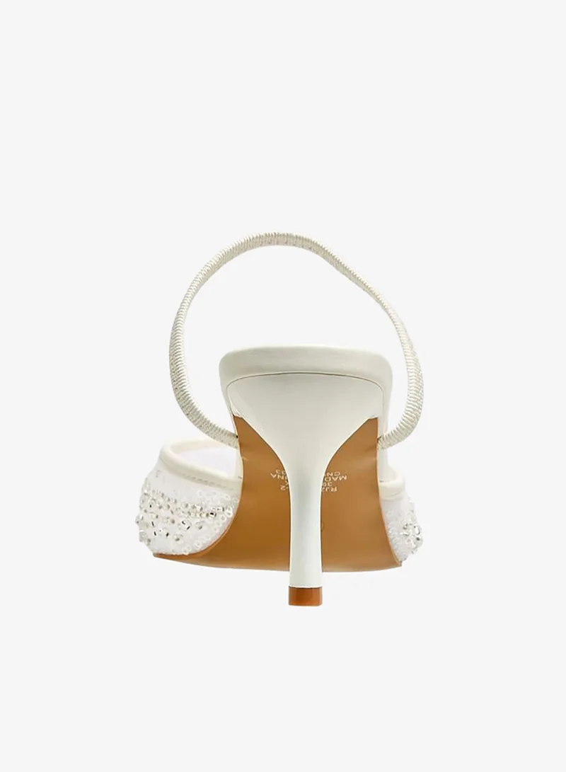 Flora Bella By Shoexpress WHITE Flora Bella Women Embellished Slingback Shoes for Women | Best Price UAE
