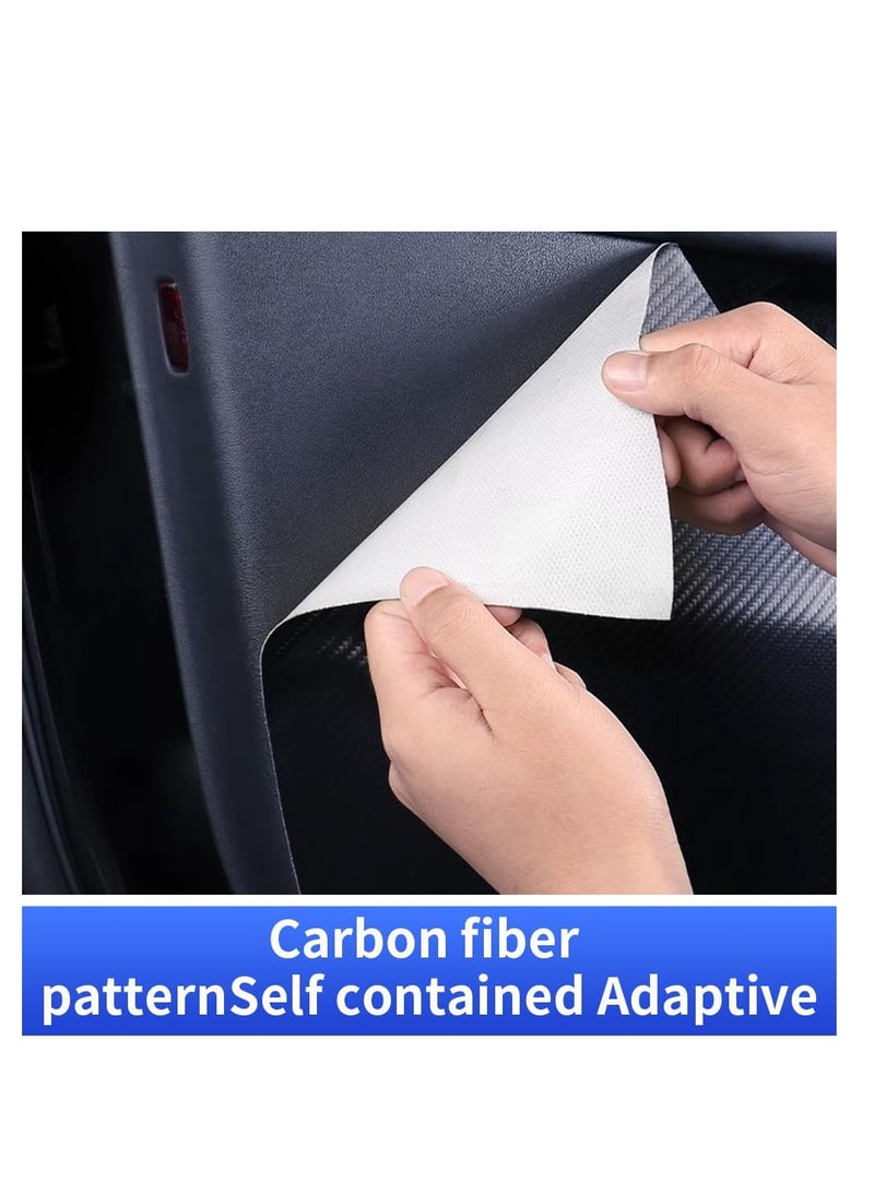 Excefore Car Door Anti Kick Pad for Tesla Model Y 2020 2021 2022 2023 2024, Door Protector Mat Anti-Dirty Anti-Collision Carbon Fibre Style Leather Stickers Interior Accessories (Set of 4) (Model-Y) - Image 5