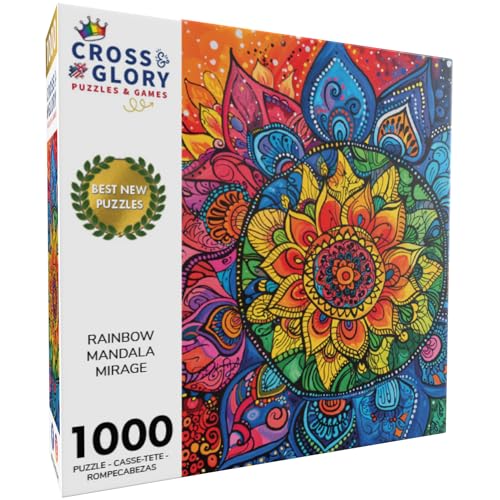 Cross & Glory Cross Glory Day of The Dead Collection Rainbow Mandala Mirage 1000 Piece Jigsaw Puzzle for Adults Premium Quality Colorful Mandala Design 20 x 27 Inches - Image 5