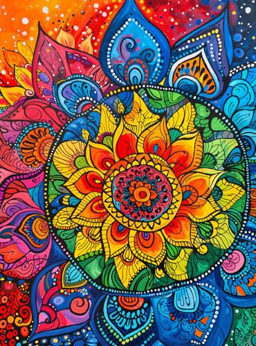 Cross & Glory Cross Glory Day of The Dead Collection Rainbow Mandala Mirage 1000 Piece Jigsaw Puzzle for Adults Premium Quality Colorful Mandala Design 20 x 27 Inches - Image 1