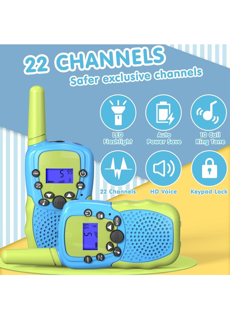 Verci - Toys for 3-12 Year Old Boys Girls, Walkie Talkies for Kids 22 Channels 2 Way Radio Toy with Backlit LCD Flashlight, 3 Miles Range for Outside, Camping, Hiking (Blue) - Image 1