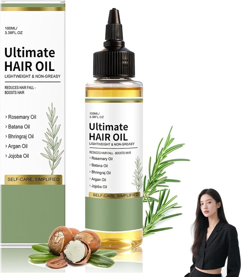 YOOJ ® Moisturizing Ultimate Hair Growth Oil, Rosemary and Batana Oil for Hair Growth, Lightweight & Non-Greasy, Promotes Scalp Blood Circulation, Repairs Damaged and Reduces Hairs Fall - Image 1