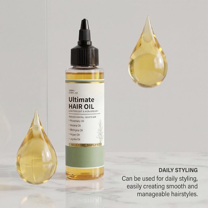 YOOJ ® Moisturizing Ultimate Hair Growth Oil, Rosemary and Batana Oil for Hair Growth, Lightweight & Non-Greasy, Promotes Scalp Blood Circulation, Repairs Damaged and Reduces Hairs Fall - Image 3