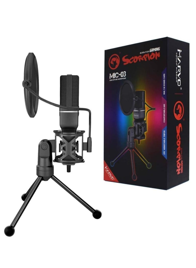 MARVO Scorpion MIC-03 Omnidirectional USB Desktop Microphone, Desktop Gaming Microphone, Computer Desktop Mic For Mac/PS4/PS5 - Image 5