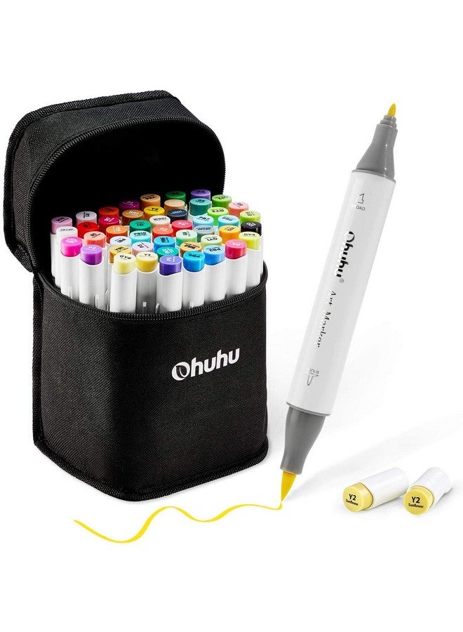 Ohuhu Alcohol Markers|48 Colours Alcohol Brush Markers Double Tip Markers For Artist Sketch Alcohol Markers Set Coloring Art Markers For Kids Adults Coloring Book Great Gift Idea Brush Fine,Assorted - Image 1