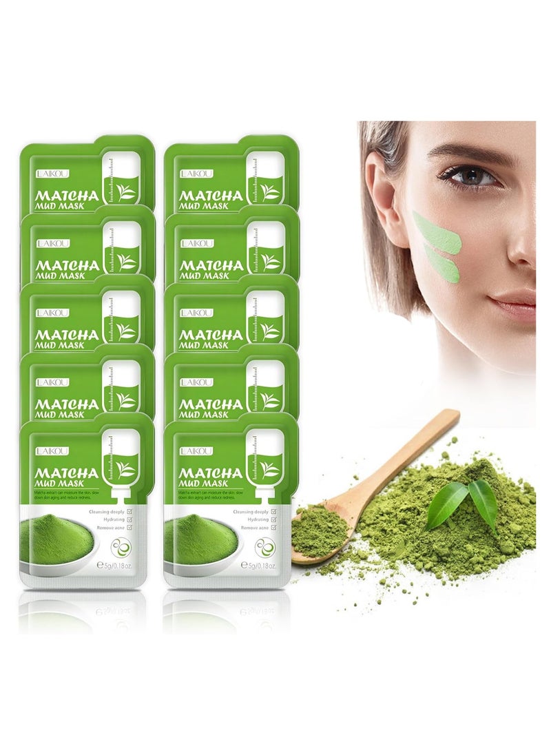 SYOSI - 12 PCS Organic Green Tea Clay Mask, Deep Cleanse Clay Face Mask Pack, Natural Plant Extract, Cleansing Moisturizing, Acne Treatment & Oil Control Mud Mask, Vegan Face Masks Skincare, All Skin Types - Image 1