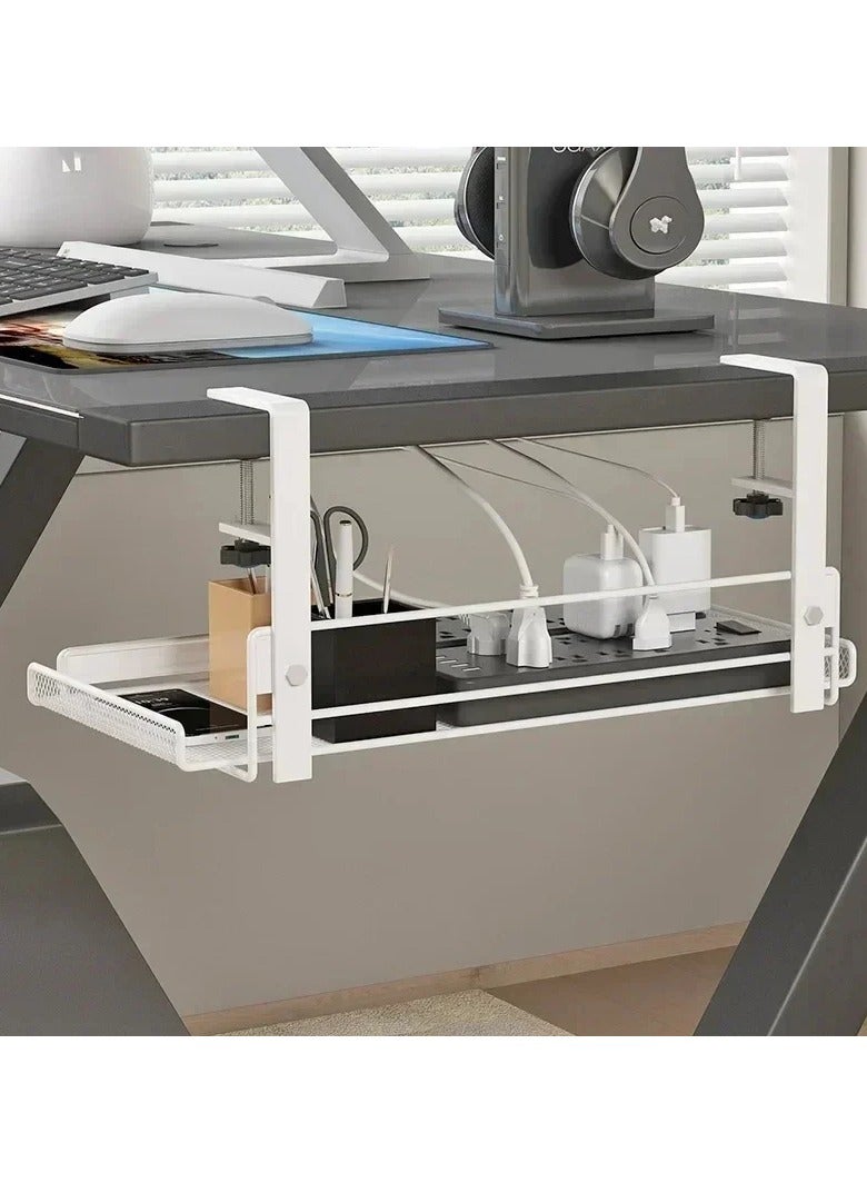 AROAQ Under Desk Cable Management Tray No Drill Steel Desk Cable Organizers Wire Management Rack (Pack of 2) - Image 2