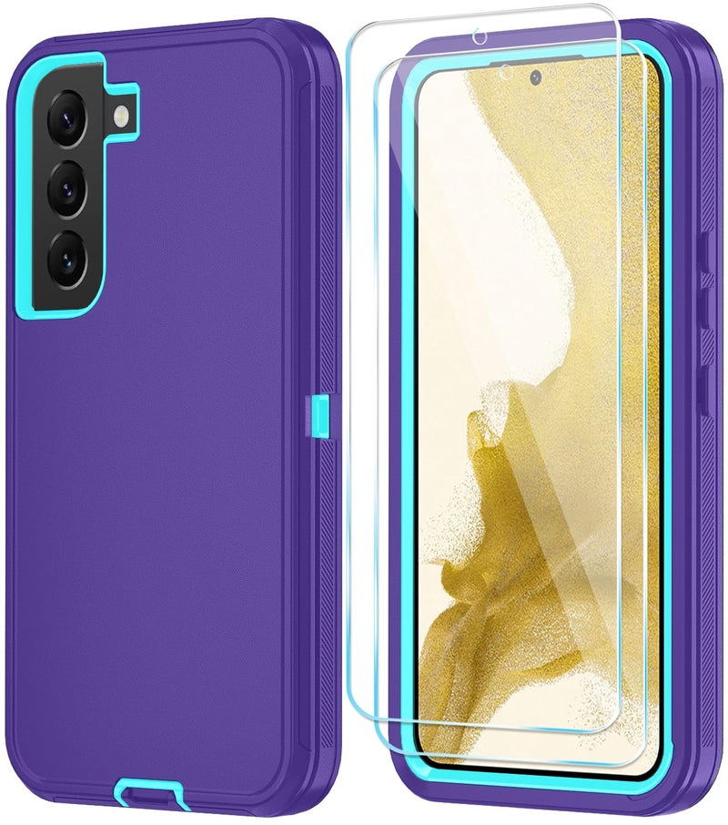 ONOLA Phone Case for Samsung Galaxy S22 Case with HD Screen Protector, Heavy Duty Shockproof & Dropproof 3-Layer Cover Phone Case for Galaxy S22 6.1'',PurpleSkyblue - Image 1