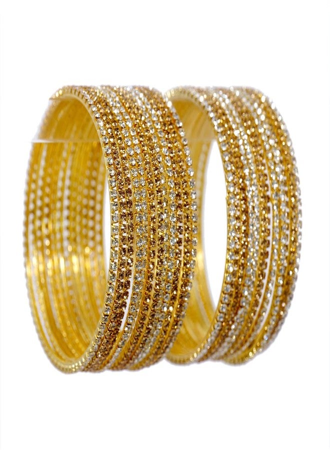 ZULKA Non-Precious Metal Base Metal with Zircon Gemstone Studded worked Glossy Finished Bangle Set For Women and Girls, (Gold-Silver_2.4 Inches), Pack Of 24 Bangle Set - Image 3