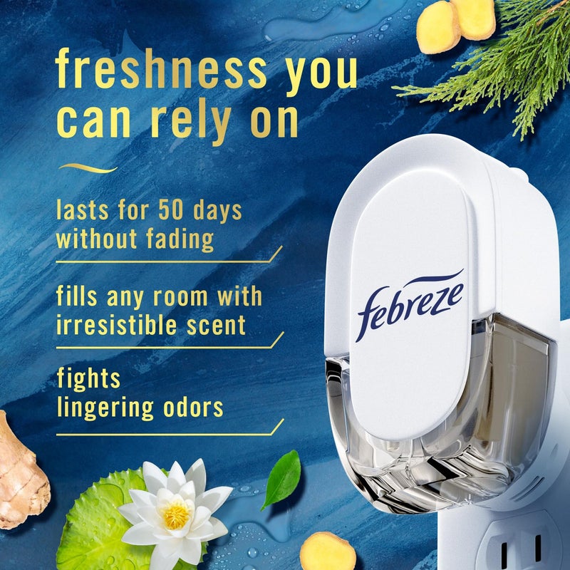 Febreze Plug In Air Freshener, Odor-Fighting Scented Oil Refill, Air Fresheners for Home and Bathroom and Kitchen, Long Lasting for Strong Odors, Moutain/Ocean/Ember Mix, 0.87oz Refills, 3 Count - Image 2