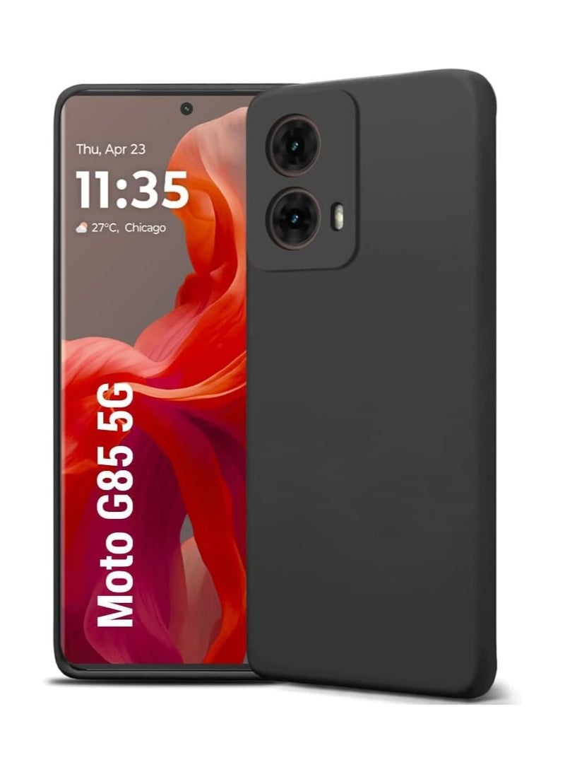 جراب حماية الكاميرا لهاتف Motorola Moto G85 5G رفيع للغاية من مادة TPU الناعمة المصنوعة من السيليكون غير اللامع المقاوم للصدمات وغطاء حماية كامل الجسم لهاتف Moto G85 2024 (أسود) - Image 1