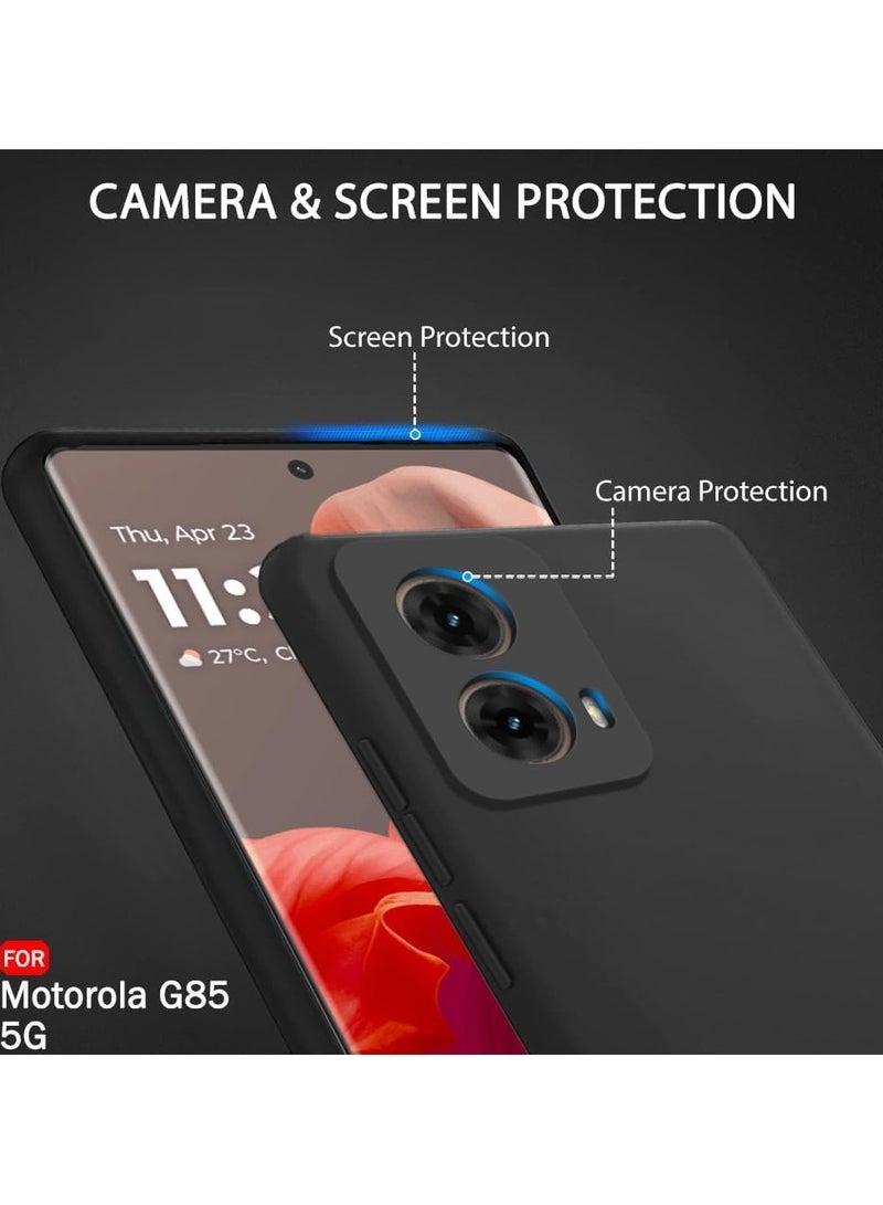جراب حماية الكاميرا لهاتف Motorola Moto G85 5G رفيع للغاية من مادة TPU الناعمة المصنوعة من السيليكون غير اللامع المقاوم للصدمات وغطاء حماية كامل الجسم لهاتف Moto G85 2024 (أسود) - Image 3