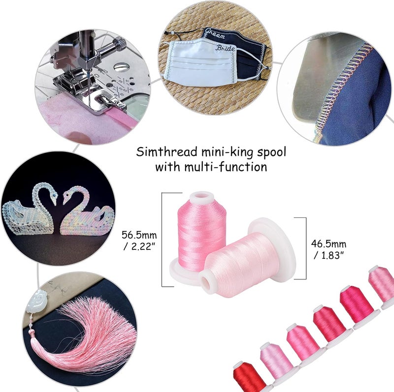 simthread Embroidery Thread with Storage Box - 12 Options - 800 Yards/Spools 9 Rose Colors for Embroidery and Sewing Machine - Image 3