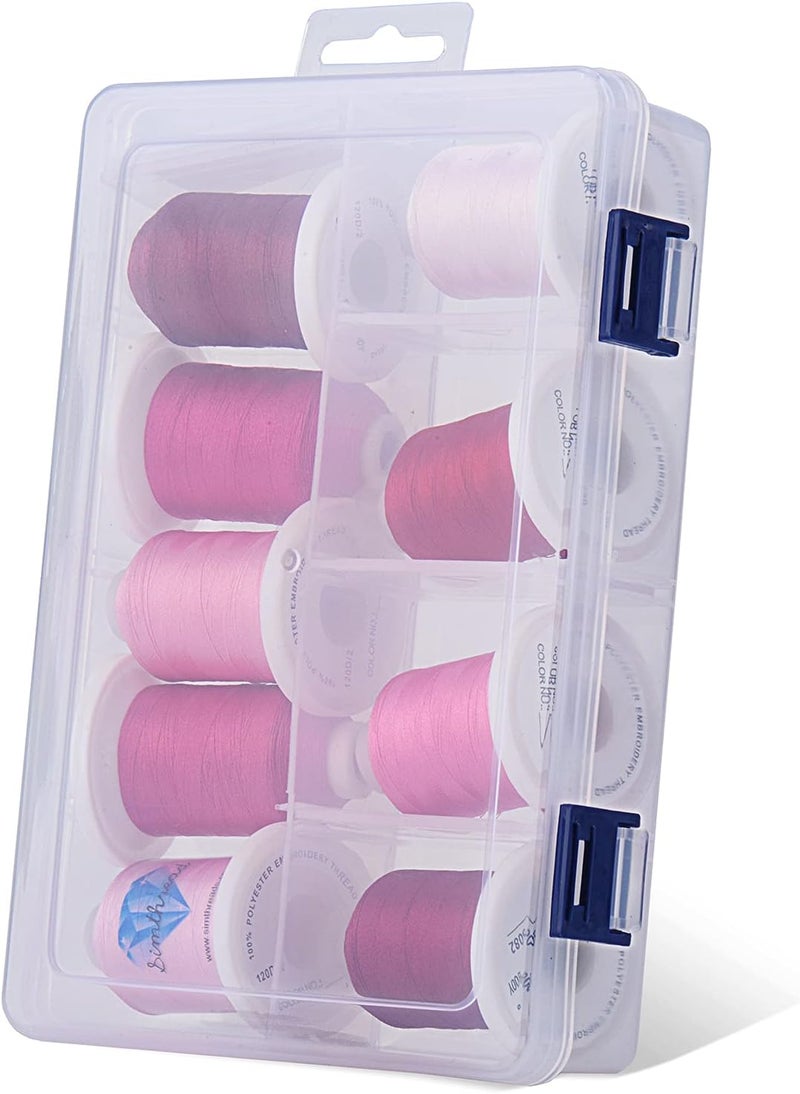 simthread Embroidery Thread with Storage Box - 12 Options - 800 Yards/Spools 9 Rose Colors for Embroidery and Sewing Machine - Image 2