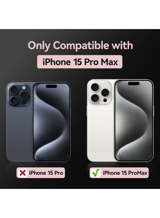 حافظة TPU ناعمة لجهاز iPhone 15 Pro Max مع حزام كتف قابل للتعديل وكورد عنق وحبل معصم وأحزمة أمان لجهاز iPhone 15 Pro Max (ذهبي وردي) - Image 2