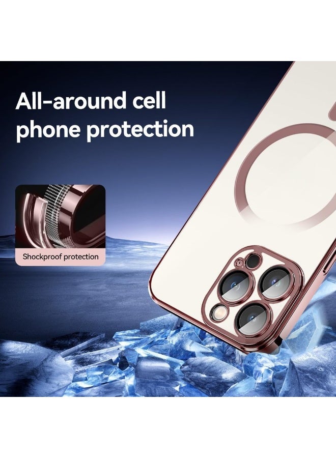 حافظة TPU ناعمة لجهاز iPhone 15 Pro Max مع حزام كتف قابل للتعديل وكورد عنق وحبل معصم وأحزمة أمان لجهاز iPhone 15 Pro Max (ذهبي وردي) - Image 5